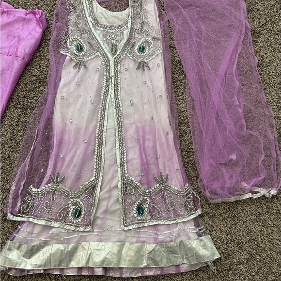 Beautiful 3 piece Anarkali/frock suit with net jacket and net dupatta/stole. - Picture 5 of 5